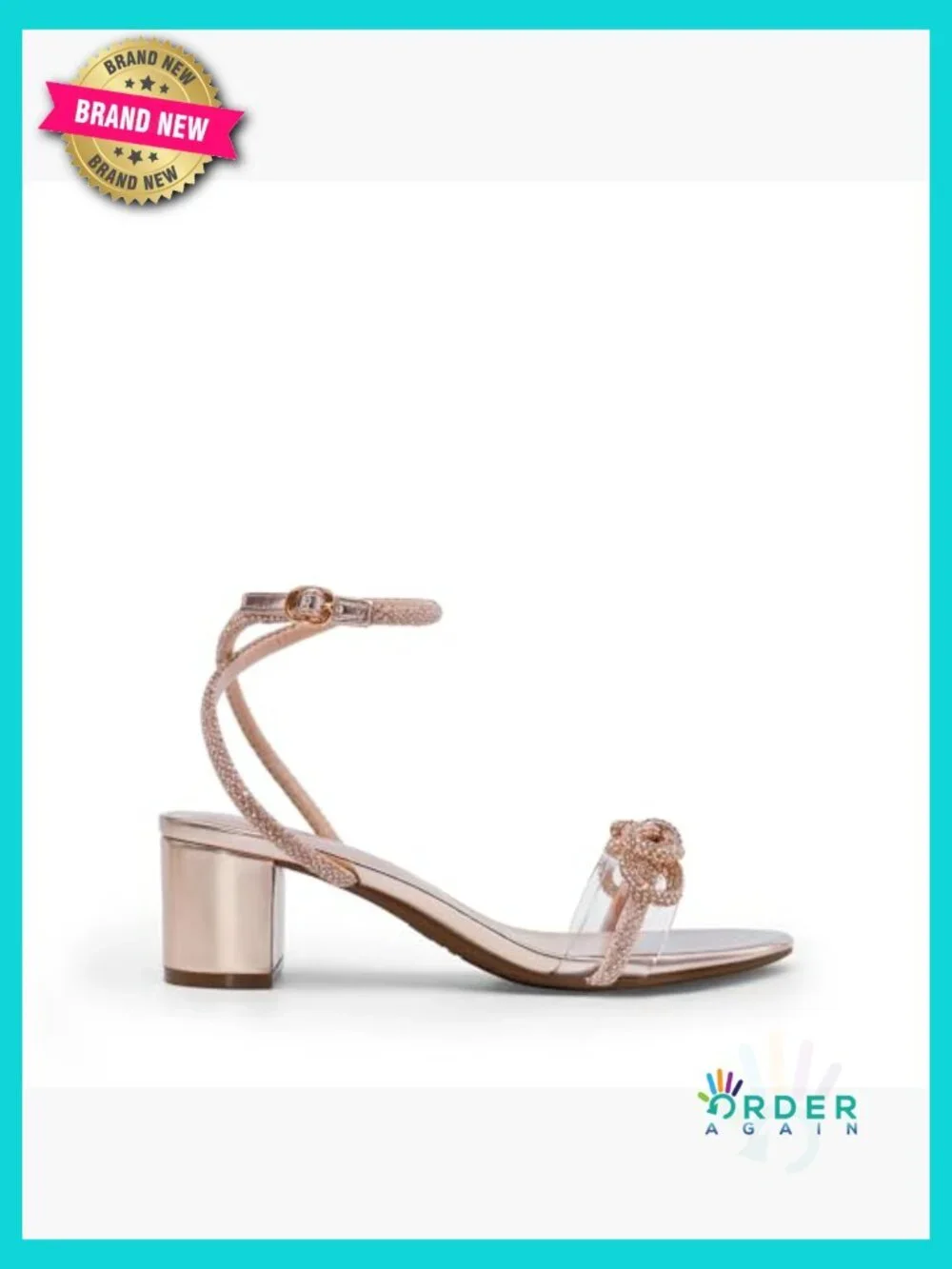 Double Bow Rhinestone Crystal Sandals Low Chunky Heels Slingback Dress Shoes